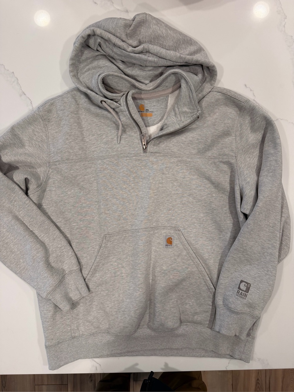 Carhartt Gray Quarter-Zip Hooded Sweatshirt